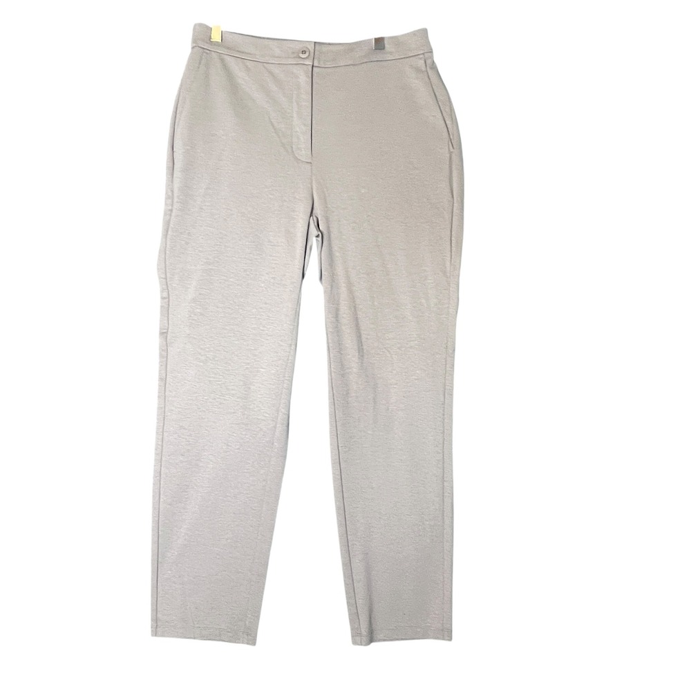 Eileen Fisher Sz M Taupe Knit Pants Flex Ponte Career Casual Straight Leg